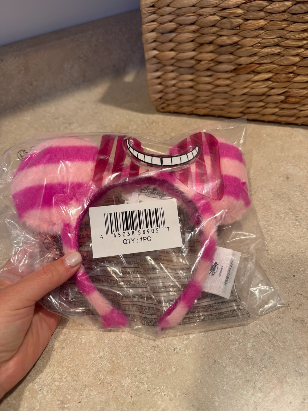 Disney Pink and Light Pink Cheshire Cat Plush Ear Headband